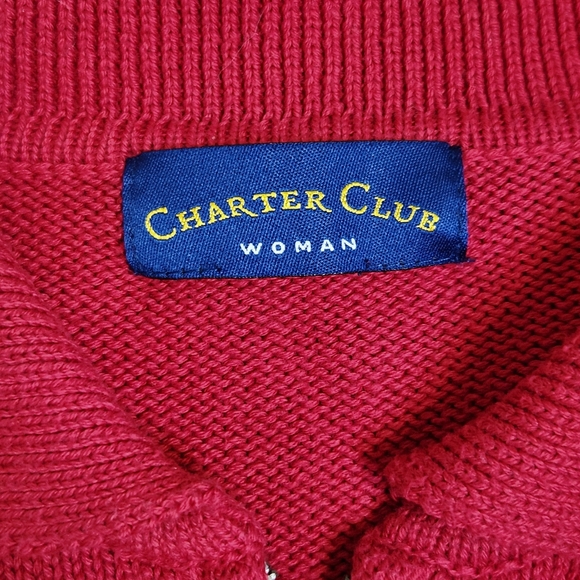 Charter Club Vintage Red Christmas Ice Skater Zip Front Cardigan Sweater 2X - Picture 8 of 10